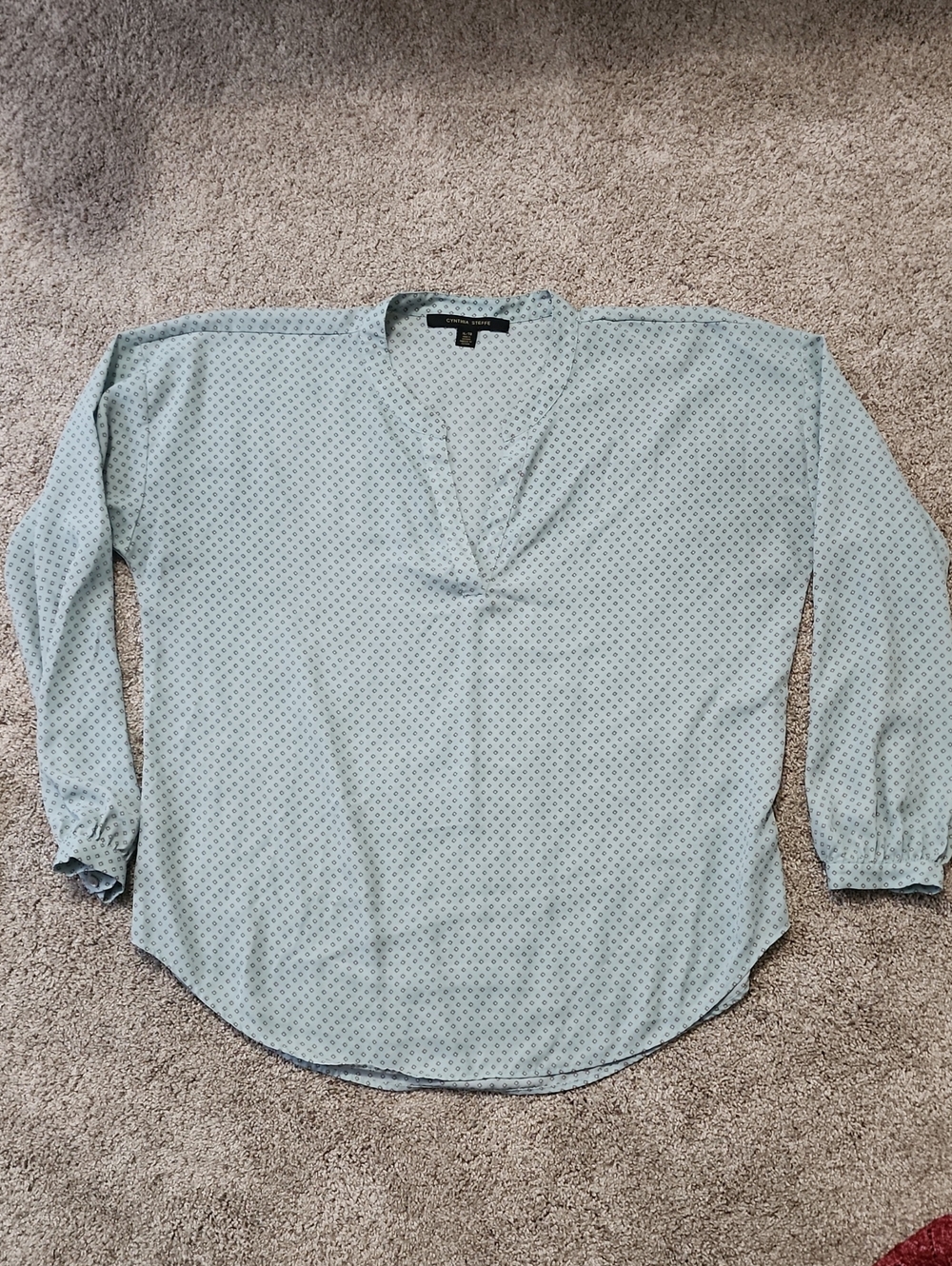 Express Light Blue Diamond-Print Blouse